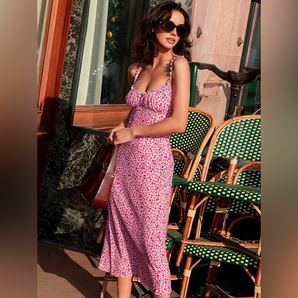 Commense Cami Floral Bohemian Vacation Midi Dress - Picture 5 of 5
